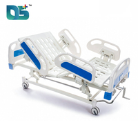 Lit médical manuel réglable à 3 fonctions et 3 manivelle, avec trou pour pot, matelas, roulettes et table à manger