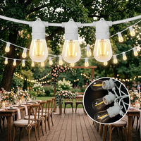 15m 5m LED-Lichterkette IP65 Wasserdicht Verbindbar Energiesparend Deko für Hochzeit Party Garten Landschaft Outdoor Café S14 Edison-Glühbirne
