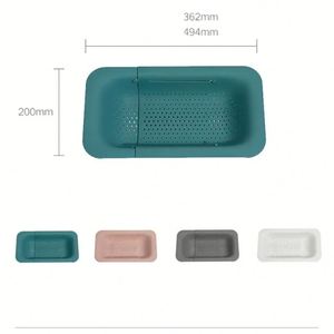 <b>Kitchen</b> Washing Basket Vegetable Fruit Retractable Filter Extensible Sink Strainer Basket Drain <b>Storage</b> Shelf Drainer - Product Image 6
