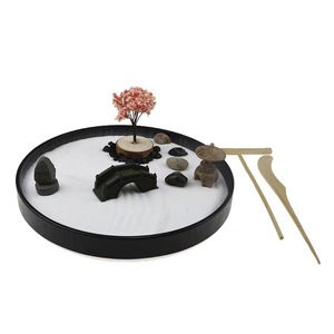 Mini Jardin Zen de Bureau pour Soulager le Stress, Plateau de Méditation Japonais en Pierre et Sable avec Pont et Arbre, Ensemble Cadeau de Bureau en Gros - Product Image 5