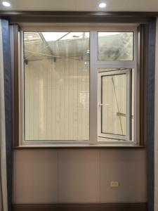 Fenêtre <span class=keywords><strong>fixe</strong></span> <span class=keywords><strong>horizontale</strong></span> en PVC-U avec moustiquaire magnétique et isolation acoustique, design tropical, garantie 3 ans pour salon - Product Image 2