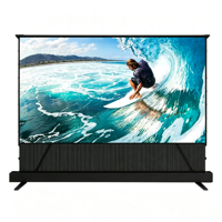 Écran déroulant électrique pour sol, grille noire, PET Crystal UST 4K, projecteur laser à ultra courte focale anti-lumière ambiante