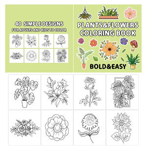 Livre de <span class=keywords><strong>coloriage</strong></span> personnalisé de 40 pages de plantes de dessin animé mignon fleurs oiseaux pour enfants livres de dessin reliés parfaits en papier - Product Image 3