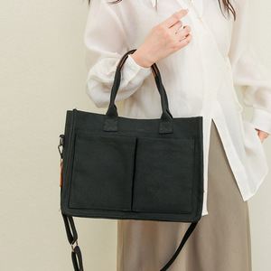 Canvas Tote <b>Bag</b> For Women Solid Color Business <b>Work</b> Shoulder Crossbody <b>Bag</b> With Zippered Pocket - Product Image 1
