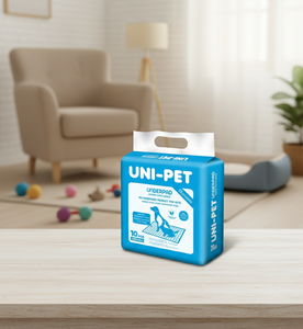 Uni Pet 60x60 10 12P, almohadillas desechables que mantienen a las mascotas secas y limpias con capas absorbentes fuertes para una protección higiénica diaria. - Product Image 1