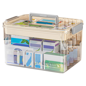 Multi-layer Rectangle Medicine <b>Box</b> Home Use Large-Capacity Portable Transparent PET Sealed Divided Storage <b>Box</b> - Product Image 1