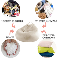 Pouf en velours côtelé beige (housse uniquement) doux et de qualité supérieure, rembourrable, pour organiser les jouets en peluche des enfants