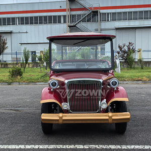 Voiture électrique vintage rouge vin à onze places avec auvent pour le transport touristique dans les zones panoramiques - Product Image 6