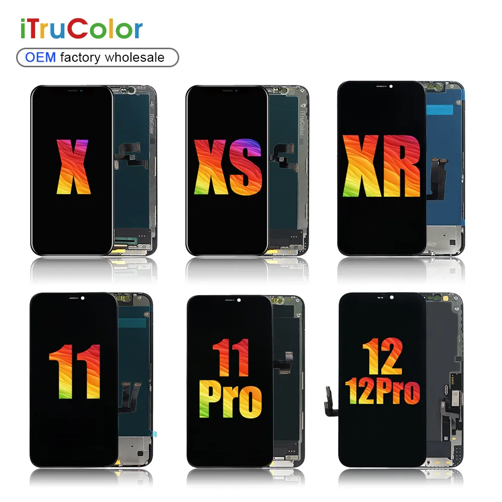 Lcd Oled Ponsel Kualitas Tinggi untuk Iphone X 11 12 13 Pro Max Harga Terbaik untuk Iphone 6 6S 7 8 Plus Display Penggantian Layar Lcd