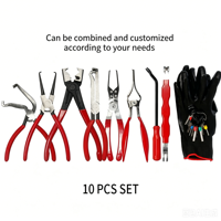 OEM ODM Personnalisé Kit d'outils de réparation automobile : Pince à colliers de serrage droite, Levier de déconnexion courbé, Ouvre-phare