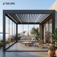 Toit en aluminium à lamelles imperméable pour patio extérieur, destiné aux constructeurs et entrepreneurs, pergola pare-vent, pare-soleil