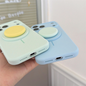 เคสซิลิโคนเหลวป้องกันเลนส์สำหรับ iPhone 16 17 Pro Max 15 14 รองรับการชาร์จไร้สาย พร้อมขาตั้งแม่เหล็กพับได้ - Product Image 4