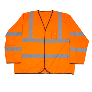 Chaleco de Seguridad ANSI Clase 2 de Manga Larga, 100% Poliéster Tejido, Impermeable, Alta Visibilidad, Cinta Reflectante, Cierre de Gancho y Bucle, Logotipo de Ferrocarril - Product Image 2