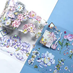 17 Thiết Kế 2M/Cuộn Laser Flower Pet Băng Hoa Hồng Bướm Tạp Chí Trang Trí Dán Cho Scrapbooking