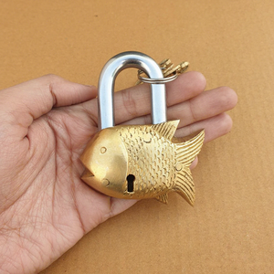 Candado de Latón de Primera Calidad con Diseño de Pez y Llaves, Candado de Seguridad Decorativo Tradicional para Decoración del Hogar - Product Image 1