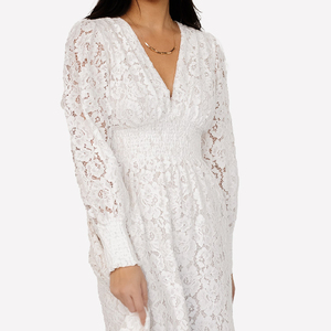 Abito <span class=keywords><strong>bianco</strong></span> abiti formali <span class=keywords><strong>bianco</strong></span> abito da festa eleganti modelli <span class=keywords><strong>con</strong></span> manica lunga scollo a V manica in pizzo <span class=keywords><strong>spacco</strong></span> Chiffon per le donne estate - Product Image 5