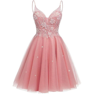 Shimmering Tulle Cocktail Dress Short <b>Lace</b> A-Line Sweetheart Neck Floral Print Women's Party Dress - Product Image 4