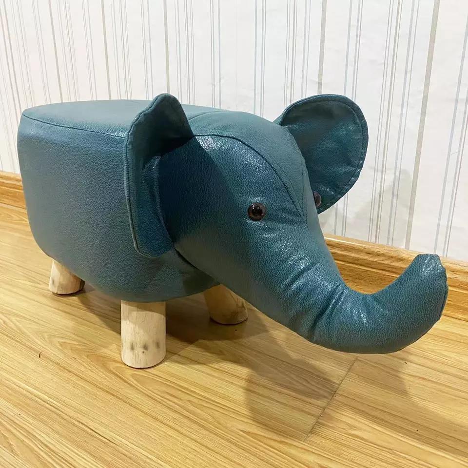 Cartoon Elephant Wooden Kids Changing Stool – Creative Animal-Shaped Children’s Footstool & Shoe Changing Seat for Bedroom & Entryway - View 2