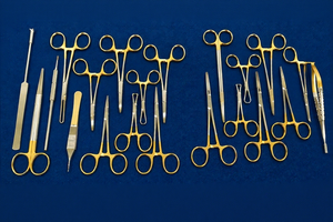 Kit de 21 Piezas de Instrumentos Quirúrgicos para Esterilización Felina, Mango Dorado, Acero Inoxidable Alemán TC, Veterinario, Reutilizable, Autoclavable, CE - Product Image 1