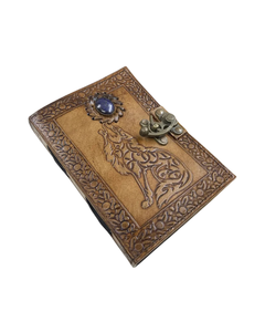 Carnet en cuir fait main avec motif loup hurlant, couverture rigide vintage, journal rustique pour écrire, dessiner, esquisser et offrir - Product Image 4