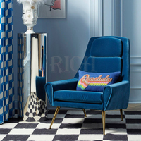 Fauteuil de loisirs universel à haut dossier, meuble tapissé, moderne, avec jambes dorées, en tissu velours, pour salon