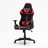 Silla de Computadora de Cuero Negra y Roja para PC con Función Reclinable, Silla de Juego Moderna Ajustable