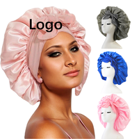Bonnet de nuit en satin personnalisé pour femmes, bonnet de nuit en polyester avec broderie ou logo sérigraphié, bonnet pour cheveux multicolores