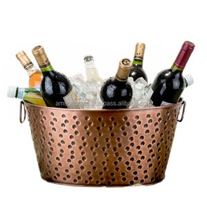 Seau à glace en métal de haute qualité Bar à pointillés en relief Produit décoratif Refroidisseur à vin en métal fini antique - Product Image 5