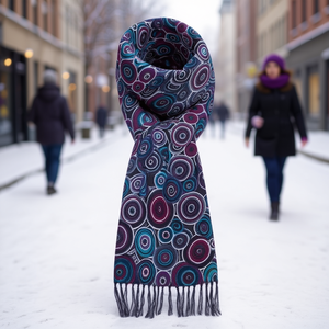 Bufanda Larga Marca Z 70x180cm con Estampado Geométrico de Círculos, Accesorio de Moda para Mujer - Product Image 2