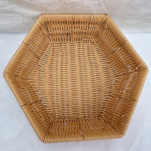 Hexagonal Rattan Woven <b>Basket</b> 2.0-3.0L Handmade Storage For Snacks Food Container - Product Image 3