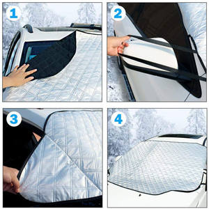 Housse de pare-brise de voiture en PVC argenté et tissu rembourré avec protection contre le soleil et la neige, revêtement en feuille d'aluminium - Product Image 2