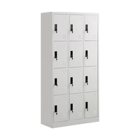 Serrure à clé commerciale en acier laminé à froid à 4 niveaux et 12 portes Structure démontable Armoire de rangement pour salle de sport
