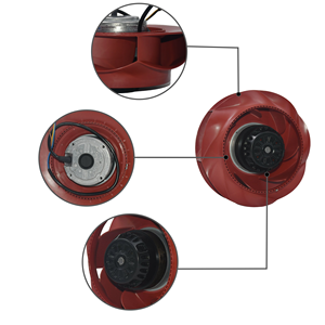 Инверторная теплоотдача R2E250-RC08-12 турбины 250 мм Центробежная с чугунными лопастями 230 В шариковый подшипник Осевого Потока - Product Image 4