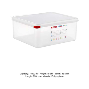 Polypropylene GN 2/3 Food Pan 35.4 × 32.5 × 15 h cm, with Lid, -40/+95 °C Araven - Product Image 3