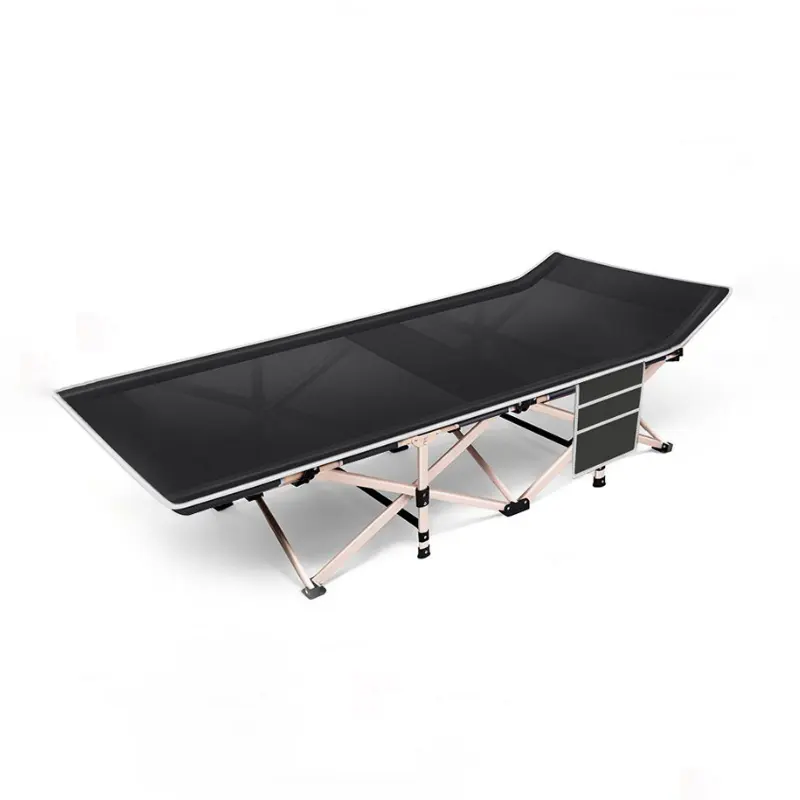 Portable Outdoor Folding Bed Camping Cot For Adult With Cushion