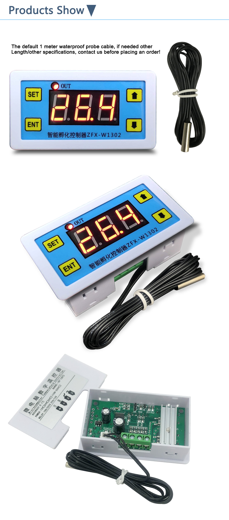LED microcomputer digital display temperature controller ZFX-W1302 12V thermostat thermostat switch(图6)