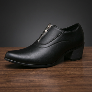 Mocasines de Hombre con Tacón Cuadrado y Punta Puntiaguda, Tallas 37-44, Antideslizantes, Amortiguadores, Transpirables, de PU Blanco - Product Image 3