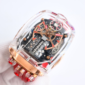 2025년 핫셀링 투명 케이스 고무 스트랩 기계식 시계 캐주얼 비즈니스 손목시계 남성용 시계 - Product Image 2