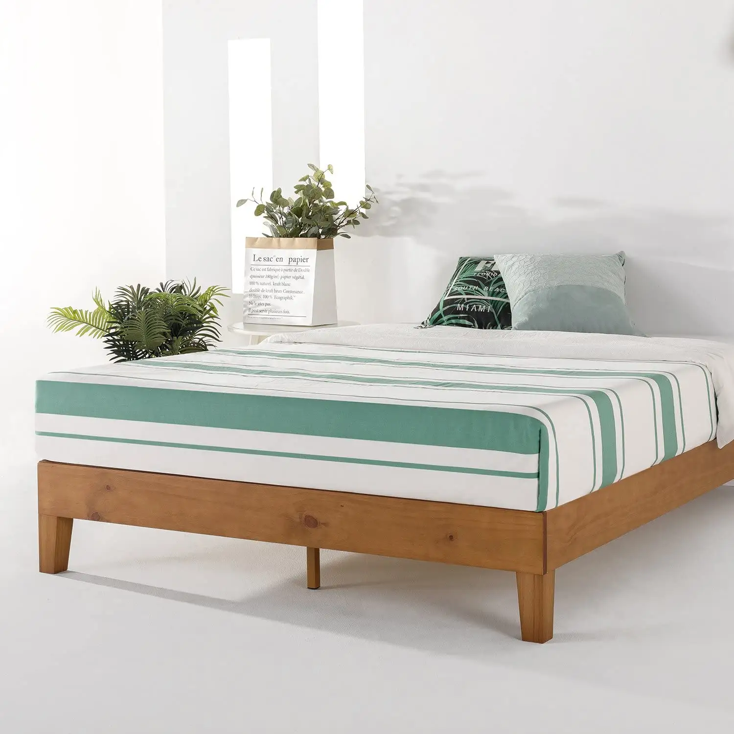 Classic 12 Inch Single Double Queen King Size Solid Pine Wood Bed Frame