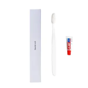 Disposable Plastic Hotel toothbrush with toothpaste set soft in Paper Box for travel