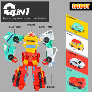 Robot d'assemblage professionnel modèle 4-en-1, <span class=keywords><strong>jouet</strong></span> bus pour enfants de 2 à 7 ans, éducatif, DIY, amusant, transformable, combat, en plastique ! - Product Image 4