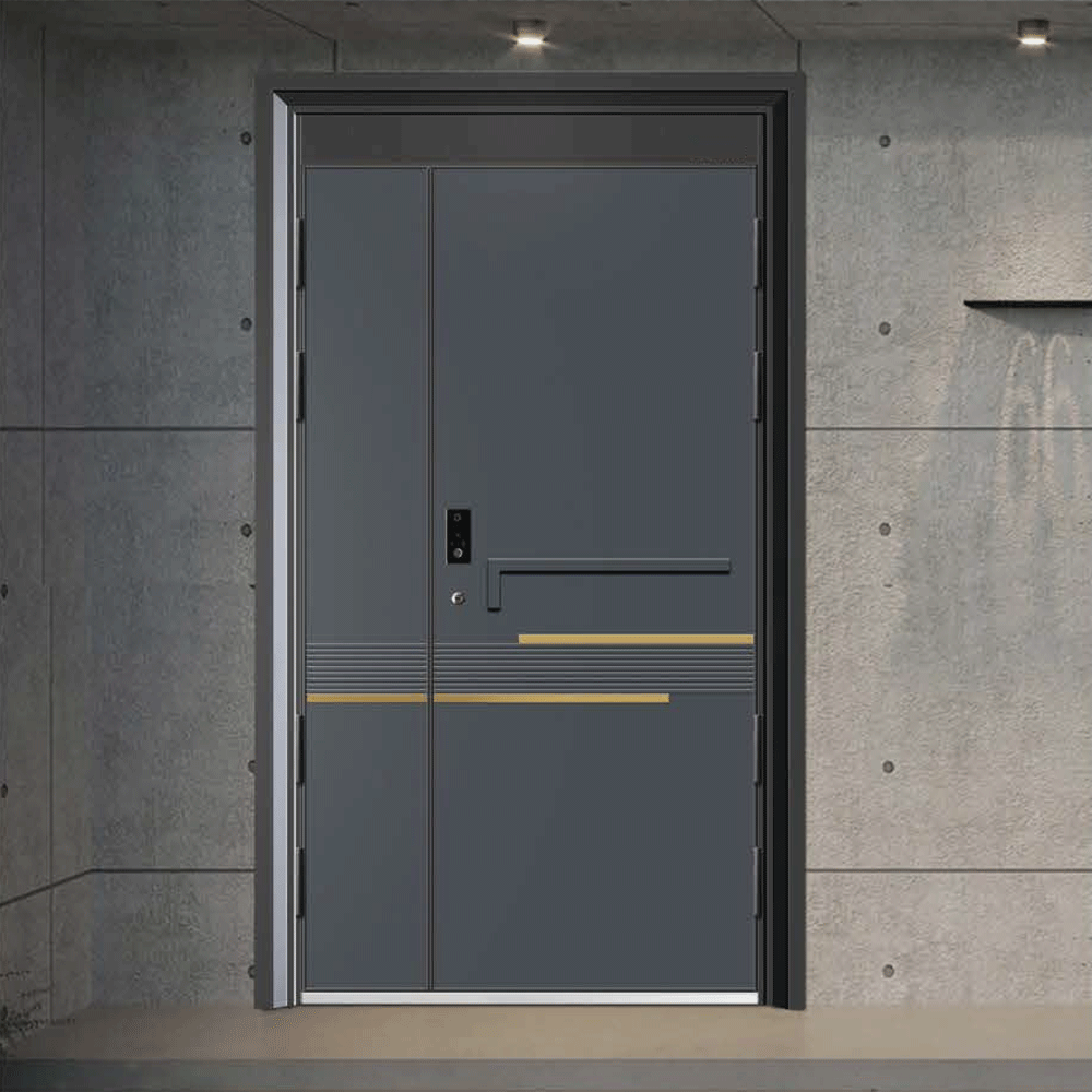 New Modern Simple Front Door Exterior Fire Board Filling Double Iron Gates Exterior Carved Aluminum Door · image 3