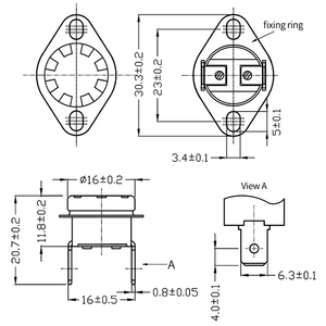 Cqc ksd301 0C ~ 350C 10A uốn cong chân hoạt động vòng lặp nhiệt độ chuyển đổi nhiệt cho cà phê nóng tấm nước quả điều khiển - Product Image 2