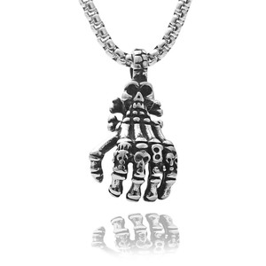 Collar de Acero Inoxidable con Colgante de Mano de Esqueleto para Hombre, Diseño Geométrico Retro 190179 - Product Image 4