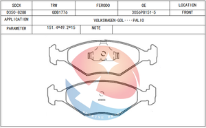 SDCX D350-7242 / GDB958 / FDB519 / 5882942 /5882984/5888528/7079656 No polvere No rumore pastiglie freno Set per impianto frenante 5882984 - Product Image 3