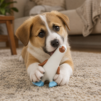 Jouet couineur en latex pour chien, forme d'autruche avec pattes bleues, jouet à mâcher pour le nettoyage des dents pour chiens de petite et moyenne taille