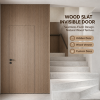 Porte encastrée à lattes de bois, invisible, pour villa, hôtel, appartement, bureau – Porte murale dissimulée moderne et minimaliste