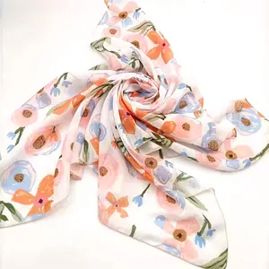 Hot Selling Malaysia New Bawal Chiffon Voile Plain Printed Square Scarf