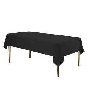 מפת שולחן שחורה כיסוי שולחן חד פעמי מפלסטיק לשולחנות מלבניים מפות שולחן מפלסטיק פרימיום למסיבות, אירועים וחתונות