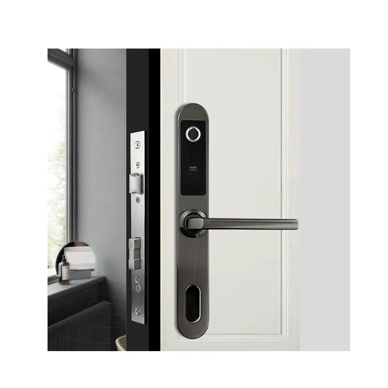 संकीर्ण एल्यूमीनियम दरवाजे के लिए फिंगरप्रिंट स्मार्ट दरवाजा लॉक, यूरोपीय मोरीज़ के लिए रिक कार्ड के साथ लकड़ी का दरवाजा लॉक